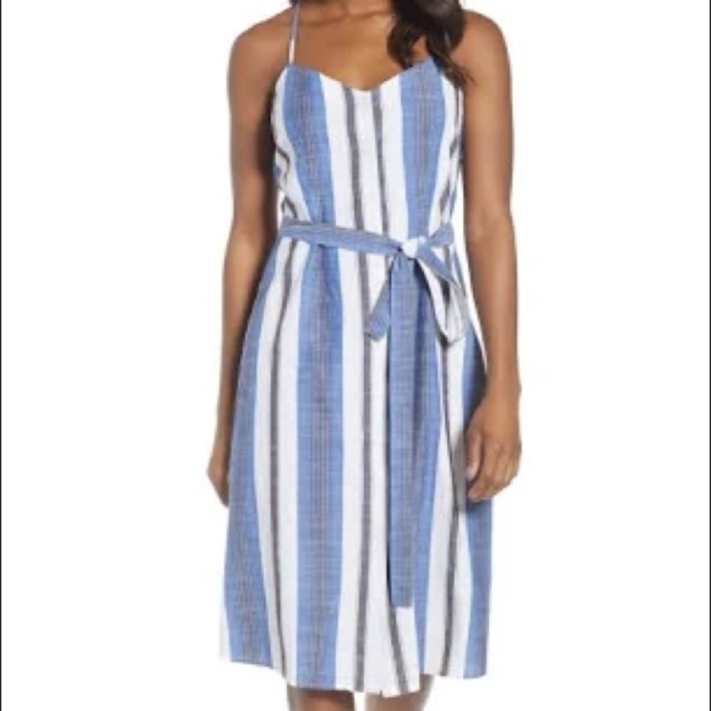 Lucky Brand Blue striped button down dress/ Sz M